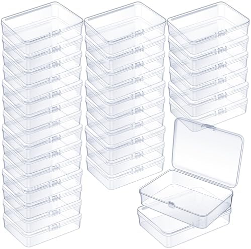 Jetec 30 Pieces Small Clear Plastic Storage Box, 4.5 x 3.3 x 1.2 Inch