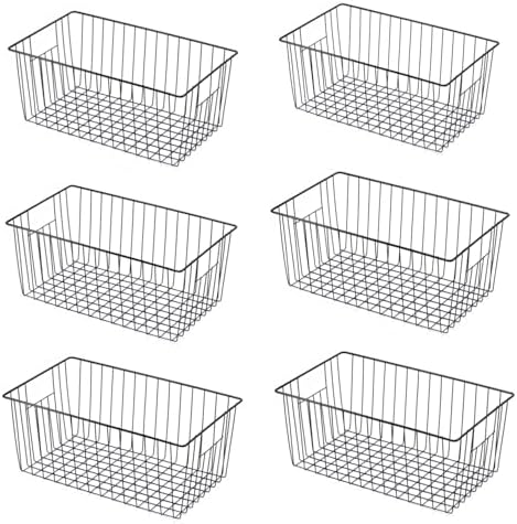 Upright Freezer Organizer Bins， Freezer Baskets for 16, 17, 21 cu.ft Standup Freezer, Wire Storage Baskets with Built-in