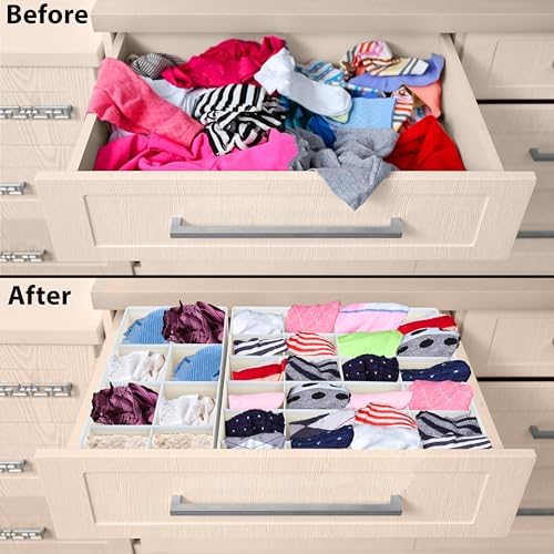 Simple Houseware 4-Pack Drawer Organizer Set for Underwear/Socks/Bra, Beige