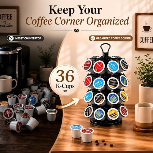 K Cup Holder-Coffee Pod Holder Organizer for 36 Pods,4-Tier K Cup Storage