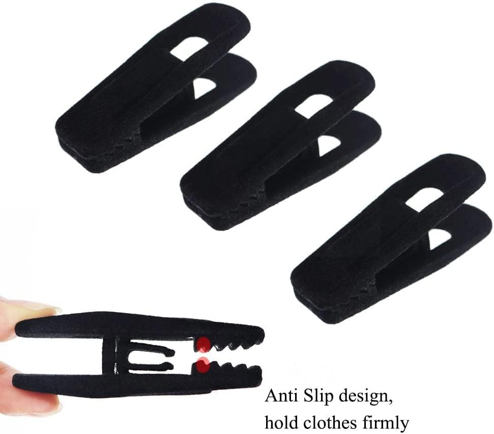 TOFIIGREM Black Velvet Hanger Clips (60-Pack), Strong Finger Clips for Velvet Hangers, Skirt Hanger Clips Fit for Flocking Hangers