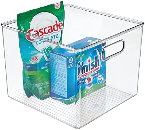 mDesign Plastic Modern Kitchen, Pantry Food Storage Container Bin w/ Handles - Cabinet, Fridge/Freezer, Countertop Organ