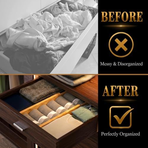 Adjustable Bamboo Drawer Dividers Expandable 8 Pack 17-22 Organizer