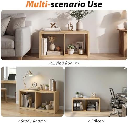 WannabeMyself【2026 Wooden Thick Frame】 2 Cube Storage Organizer with Anti-Tipping Kits, Reversible Open Back Book Shelf,