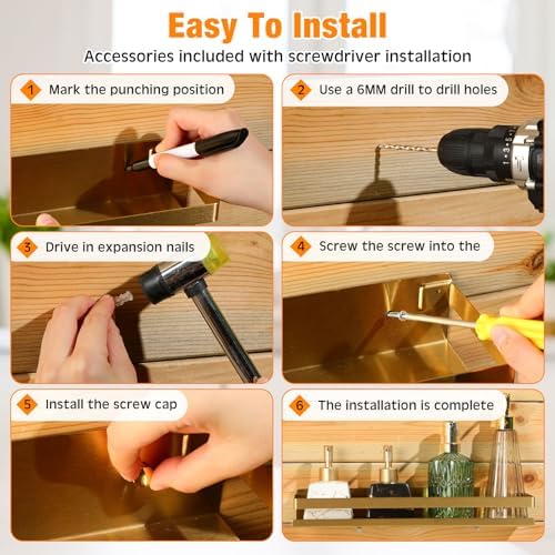 Lallisa 2 Pieces Stainless Steel Shelf Bathroom Shower Floating Shelves Wall Mounted Shower Caddy Basket Shelf Storage O
