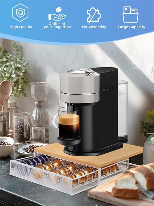 Sedegn Nespresso Vertuo Pod Holder: Capsule Organizer with Sliding Drawer