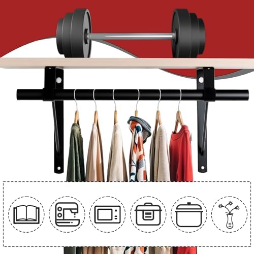 Closet Rod Brackets 11x9.5in, 10 Pack Closet Shelf Brackets, Black