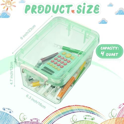 Wenqik 6 Pack Colorful Plastic Storage Bins with Lids, Green
