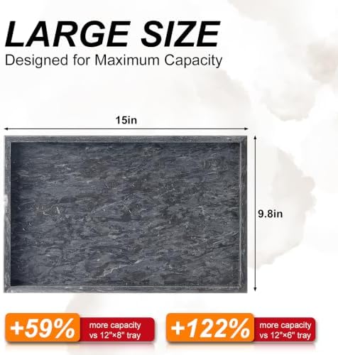 Real Natural Large Marble Tray for Bathroom, Vanity, Kitchen Counter
