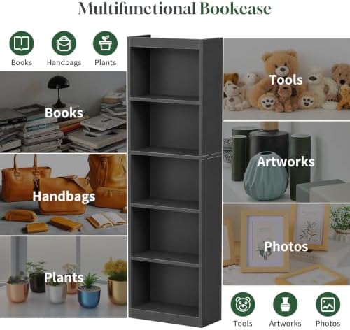 5 Tier Bookshelf,Open Storage Book Shelf,68 Inch Bookcase