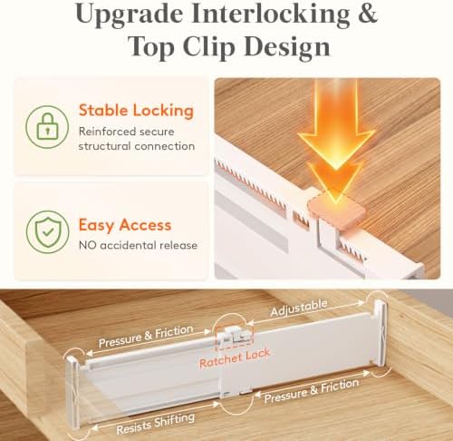 Lifewit 12 Pack 4" High Drawer Dividers, Adjustable Drawer Organizer Clothes