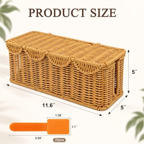 Rattan-Style Cable Management Box, Router Box Hider with 80 Accessories