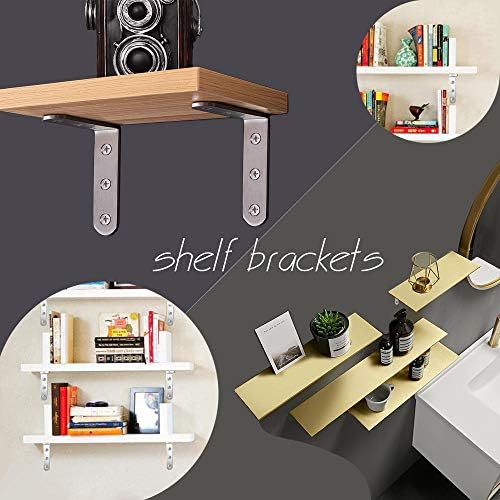10 Pack Stainless Steel L Brackets, 4 x 4 Inch Corner Braces, 3MM Thick
