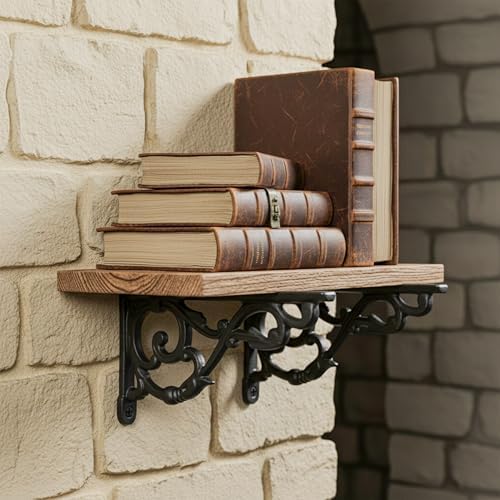 Mystic Colonial Victorian Cast Iron Shelf Brackets - 10.2 cm x 15.2 cm (4 in x 6 in) Vintage Rustic Wall Mount Supports 