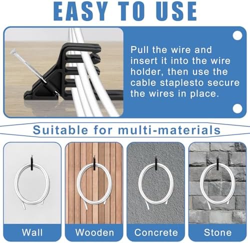 200 Pack Cable Stackers with Steel Nails, Multi-Cable Electrical Wire Clips