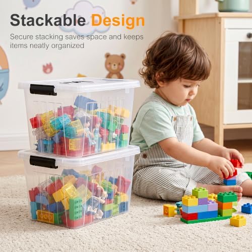 Citylife 12QT 6-Pack Clear Storage Bins with Lids Plastic Bins with Handles