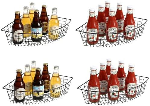 4 Pack 1/4 Wedge Metal Lazy Susan Organizer Baskets with Handles