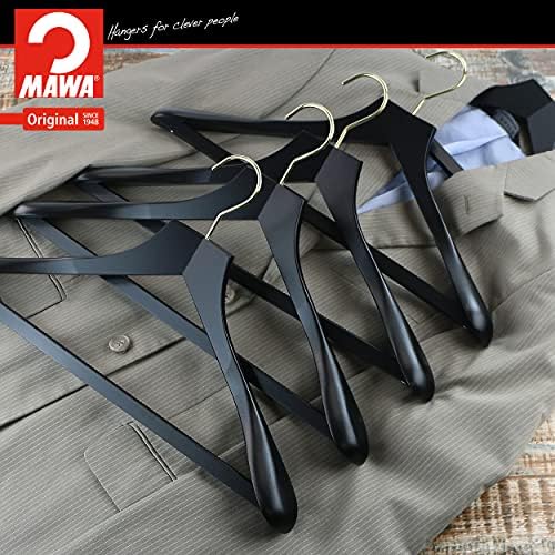 MAWA by Reston Lloyd, European Wooden Hanger, Beech Wood Body Form Hanger with Wide Supportive Shoulders, Rotating Gold 