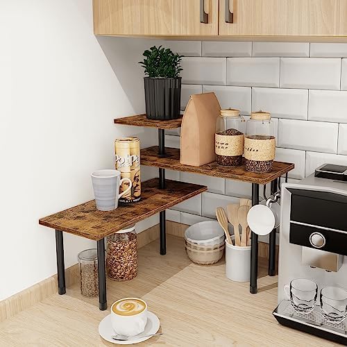 Homode Kitchen Countertop Organizer - 3 Tier Corner Shelf, Bathroom Counter Organizer, Spice Rack, Coffee Bar, Over Sink