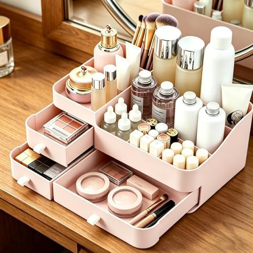 Makeup Organizer with 3 Drawers, Bathroom Counter Organizer.