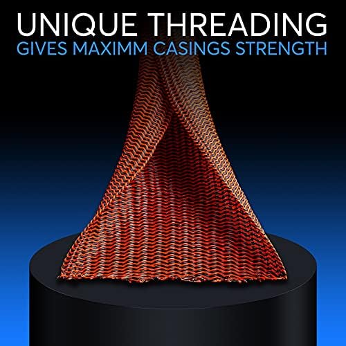 Maximm Cable Management Wire Loom 10ft 1 Inch Black and Orange Split Cord Protector