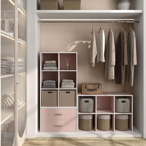 Homes: Inside + Out Apexa 6-Cube Storage Organizer Shelves, Stackable Wood Bookcase Fits Cubby Bins for Organization, Do