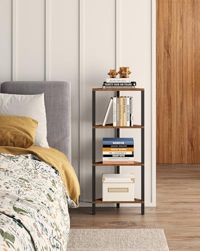 TUTOTAK Corner Shelf, 4-Tier Corner Bookshelf for Small Space