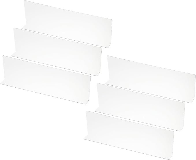 PATIKIL 6 Pack Shelf Dividers for Closet Organization, 15.7x1.57x4.7 Acrylic Closets Separator Kitchen Cabinet Shelves Under Bed Blocker for Bedroom Kitchen Office, Clear