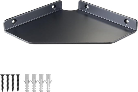 Corner Shelf Wall Mounted, Black Corner Shelf, Shower Shelf, Floating Corner Shelf – 3mm Aluminum Matte, for Bathroom Kitchen Living Room, 6 Inch Holds Phone, Plants, Speaker