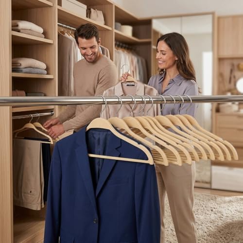 Heavy Duty Plastic Hangers 10 Pack | Non Slip, Slim Design with 360° Rotatable Anti Rust Hook | Thin Hangers Space Savin