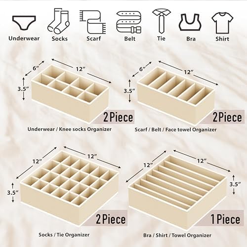 Simple Houseware Closet Underwear Organizer Drawer Divider Assorted 7 pcs