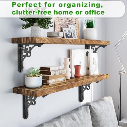 BeneLabel 2 Pack Heavy Duty Shelf Brackets 8 Inch Wall Mount Shelving Bracket 500LBS Vintage Decorative L-Shaped Shelf B