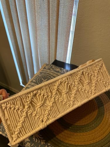 Macrame Storage Baskets Boho Decor Box for Organizing, Handmade Woven Decorative Basket for Countertop Toilet Tank Shelf