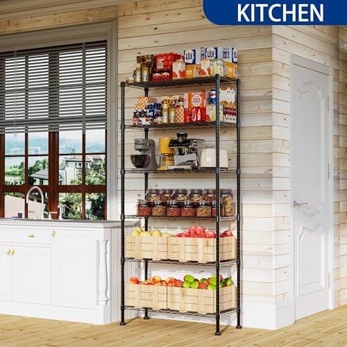 REGILLER 6-Wire Shelving Metal Storage Rack Adjustable Shelves,Standing Storage Shelf Units for Laundry Bathroom Kitchen