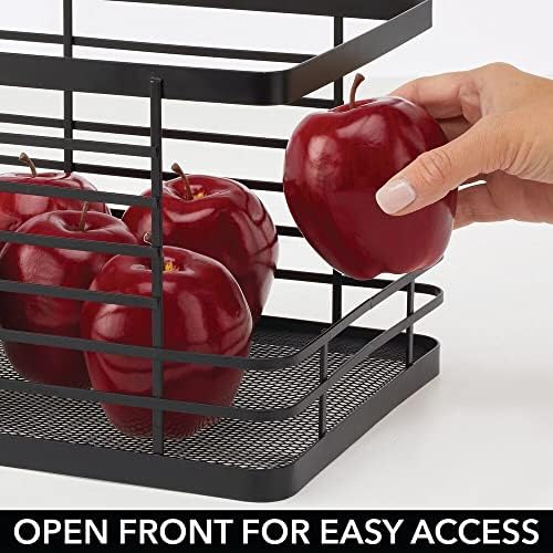 mDesign Stacking Wire Baskets Food Organizer Storage Metal Basket with Open Front for Kitchen Cabinet, Pantry, Cupboard,