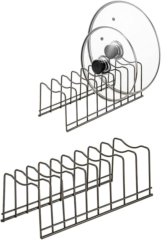 Pot Lid Holder Organizer, Kitchen Countertop Storage Rack Cutting Boards, Bakeware, Pots & Pans, Serving Trays, Reusable Containers in Cabinet Pantry , Stainless Steel