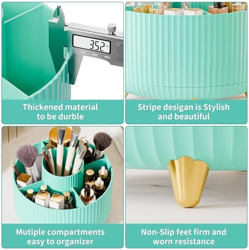 fanado 360° Rotate Makeup Brush Holder Organizer, Makeup Organizers Countertop, Makeup organization and Skincare Storage