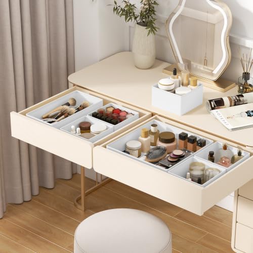 DIMJ Drawer Organizer Clothes Storage - 26 Pack Baby Dresser Organizer for Nursery, Foldable Closet Drawer Organizer Bins for Bedroom Organization, Fabric Storage Dividers for Socks, Underwears,White