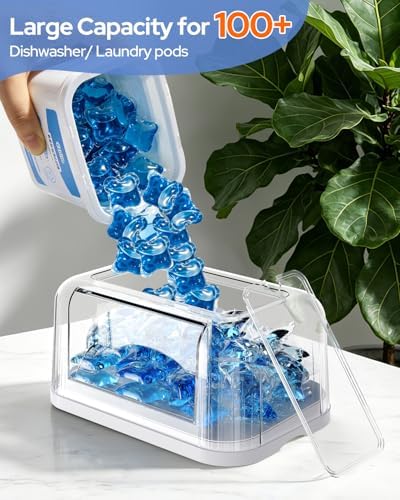 Trash Bag Dispenser & Dishwasher Pods Container, 3 in 1 Clear Acrylic Garbage Bags Holder Under Sink Organizer Laundry P