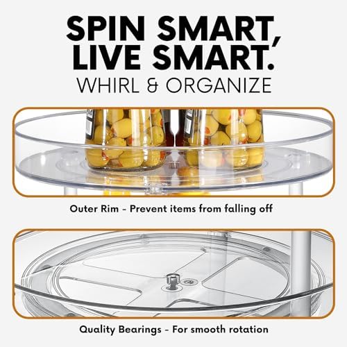 Clear Lazy Susan Turntable Organizer, Rotating Spice Rack Kitchen Pantry Organization and Storage, Medicine Cabinet Orga