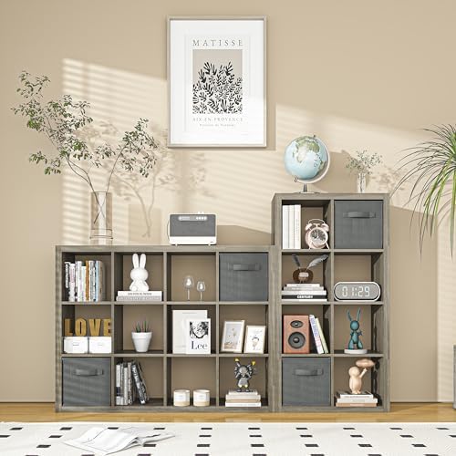 furtble 4-Cube Storage Organizer, Modern Wood Open Bookcase, Multifunctional Display Bookshelf for Living Room, Bedroom,