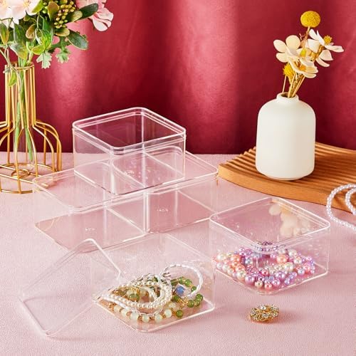 8 Pcs Clear Acrylic Box with Lid, 3.94 x 3.94 x 2.36 Inch, Classic Style