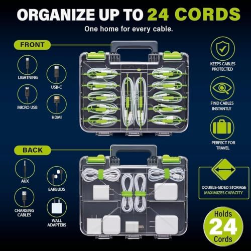 Ontel Cord Daddy Cord Organizer Case for Cables and Chargers, Tech & Electronics Organizer | Holds Cords, Cables, Charge