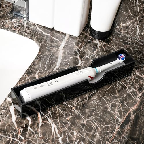 Acrylic Electric Toothbrush Holder with Diatomite Drying Stone, Bathroom Drawer Organizer with Drainage Hole for Tooth B