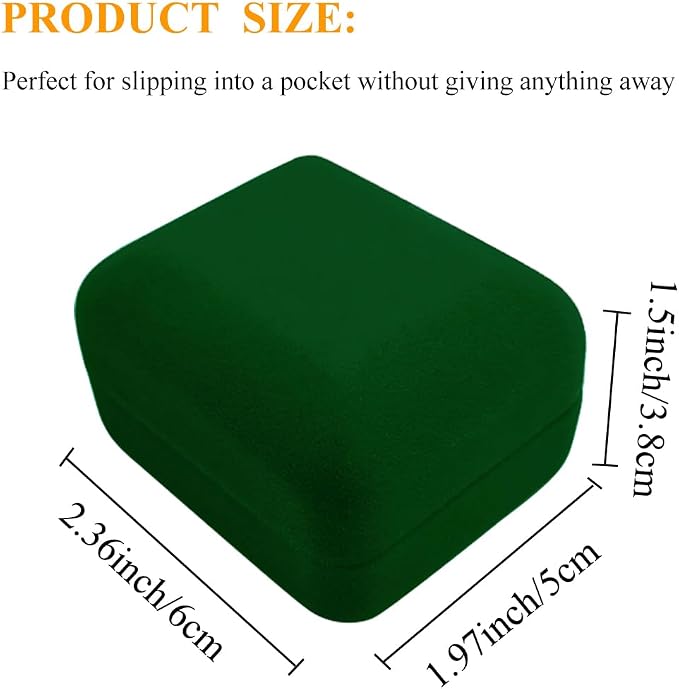 Ring Box with LED Light Velvet Emerald Jewelry Box