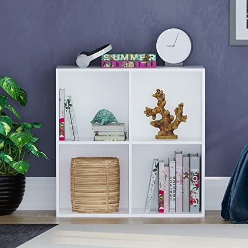 Vida Designs Durham Cube Bookcase Storage Organiser Living Room Bookcase Home Office Furniture (4 Cubes, White)