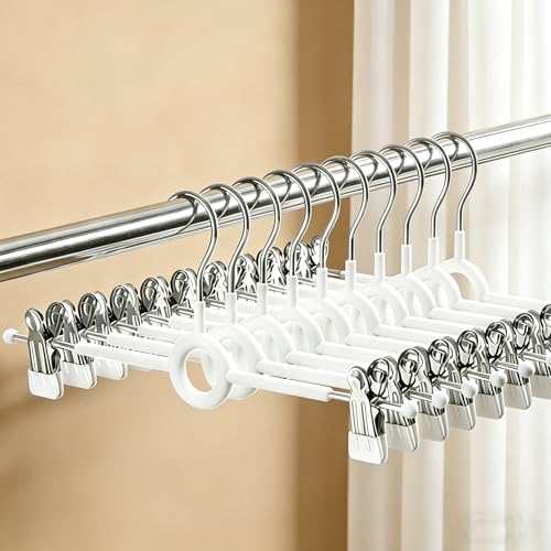Pants Hangers with Clips,20 Pack 12Inch Adjustable Heavy Duty Metal Hangers,Space Saving Skirt Hangers for Women,Non-Slip Shorts Jeans Trousers Clothes Hangers