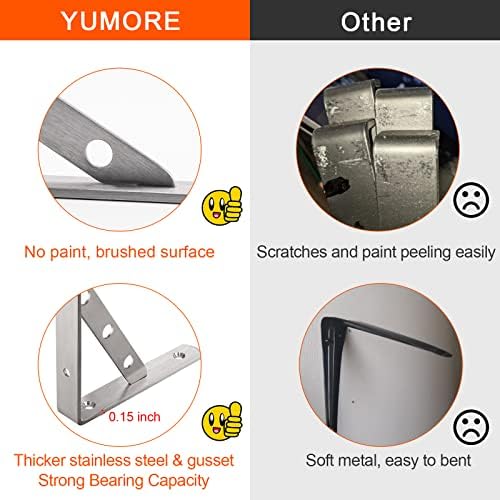 YUMORE 8 Inch Shelf Bracket, Heavy Duty L Bracket, 2 Pack