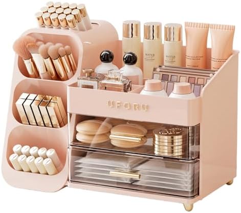 UFORU Makeup Organizer Countertop with Brush Holder for Vanity Bathroom