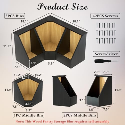 Jolitac Large Bamboo Pantry Storage Bins, Potato Onion Storage Bin